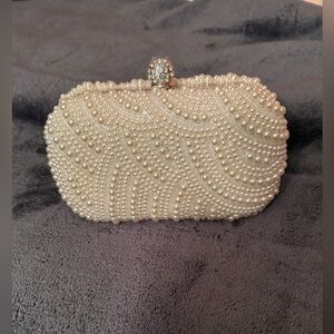 Elegant Pearl-Embellished Clutch